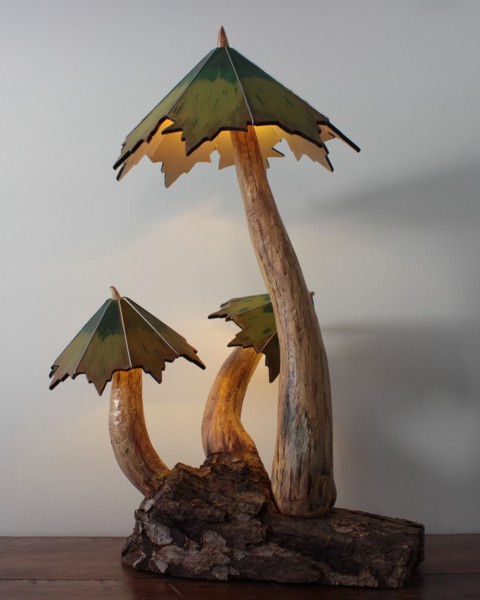 The Granby Oak lighted sculpture is part of the Mushroom collection which is very organic in design